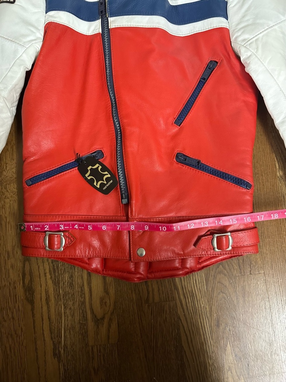 Vintage Honda Leather Motorcycle Racing Jacket Red White Blue Mens Size 42 - Picture 16 of 16